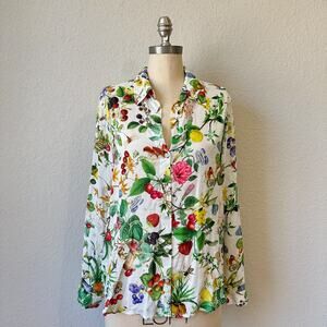 L'AGENCE Holly Blouse Multicolor Botanical Floral LS Button Up Boho